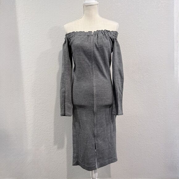 House of Sunny Zip Detail Bardot Sweat Dress Off The Shoulder Stretch Size 6 - Picture 2 of 12